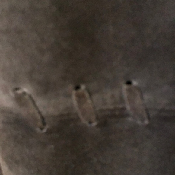 Chico’s Brown Leather Suede Collarless Jacket Coat Topper with Fringe Trim - Picture 8 of 16